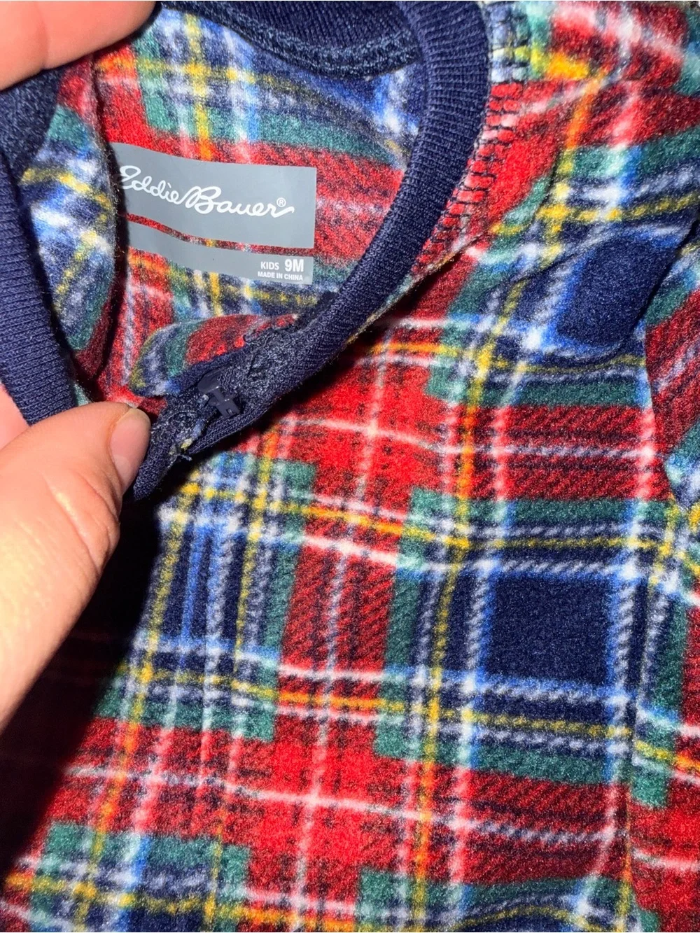 Eddie Bauer Red & Navy Plaid Toddler Footed One-Piece